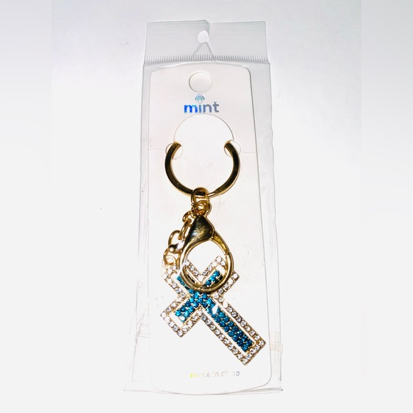 Blinged Rhinestone Cross Keychain - Picture 3 of 3